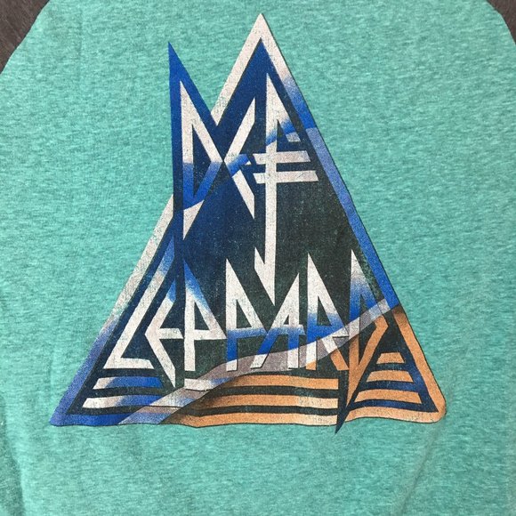 Def Leppard Men's Green and Gray Long Sleeve Sz. S - Picture 2 of 9